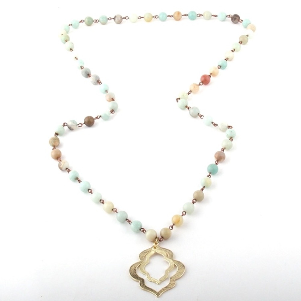 5⭐️Fave!! Amazonite pendant Lotus Necklace - Picture 2 of 9